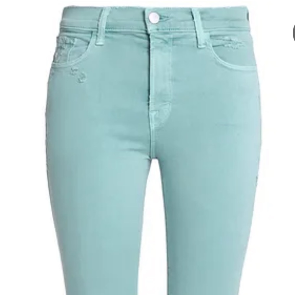 J Brand capri mid rise liaison jeans in baby teal